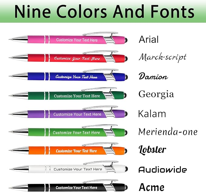 Qingxily Custom Pens absorbed 300 Pcs,Customized Stylus Ballpoint Pens with Free Engraving,300 Color Mixed Pens for Business,Graduation,Anniversaries