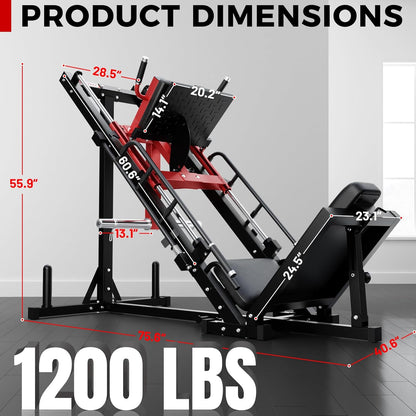 RitFit Leg Press Hack Squat Machine, Professional Adjustable Leg Press Machine for Home Gym with Linear Bearing, Specialty Hack Squat Machine for Full Lower Body Workout with Weight Storage Posts