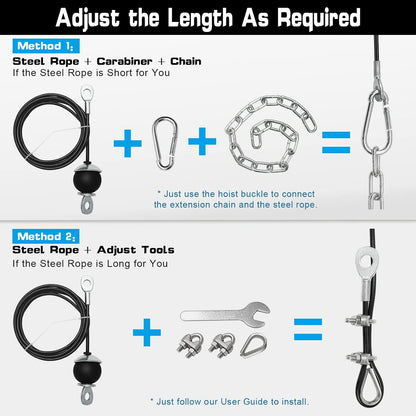 SERTT Weight Cable Pulley System Gym, Upgraded Cable Pulley Attachments for LAT Pull Down, Biceps Curl, Tricep, Arm Workouts - Home Gym Add On Equipment