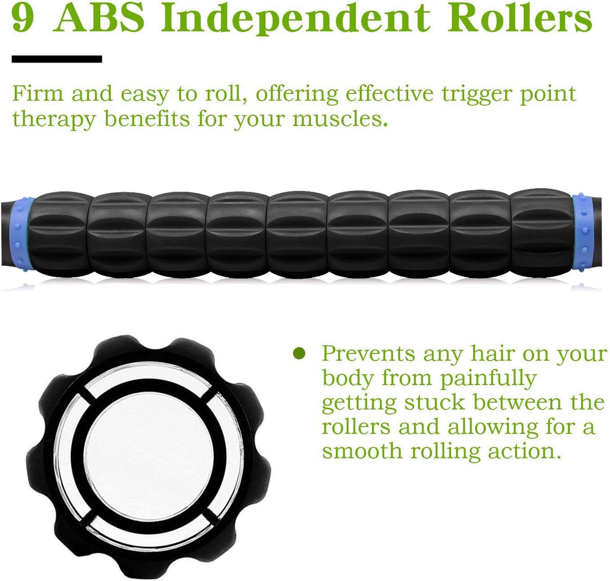 Muscle Roller Massage Roller Stick for Athletes, Help Reducing Muscle Soreness Cramping Tightness Leg Arms Back Calves Muscle Massager（Blue-Black- 18 inch）