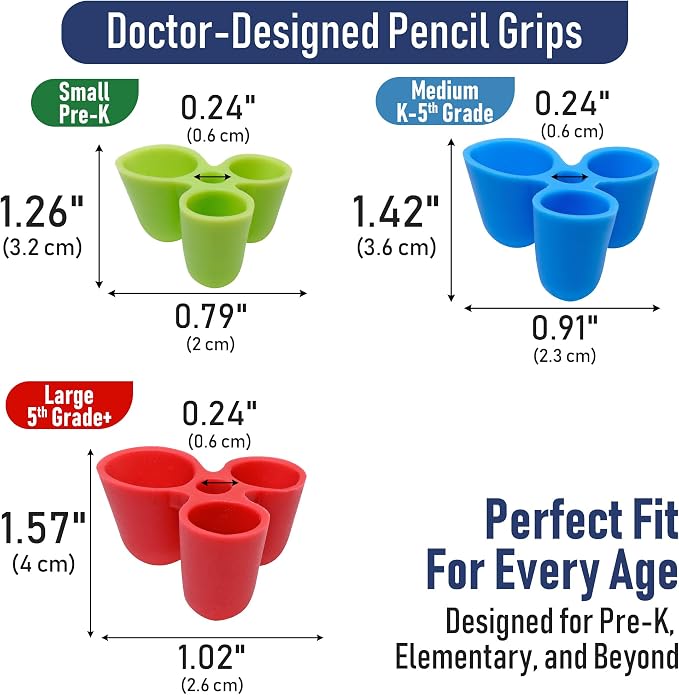 The Classics Writing CLAW Pencil Grip Medium 6 Pack – Ergonomic Aid for Kids, Pre-K, Special Needs, Fits Pencils, Pens, Utensils, Right or Left Hand, Easy Grip Trainer, Occupational Therapy