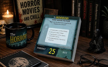 The Horror! 2027 Daily Desk Calendar: Boxed Page-a-Day Scary Movie & Trivia Calendar with Day-to-Day Frightening Facts for Horror Fans & Fright Fanatics