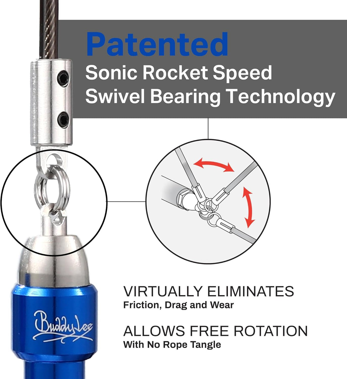 Buddy Lee Aero Speed Jump Rope 2.0 Upgraded Version with Sonic Rocket Speed Swivel Bearing | Tangle-Free & Adjustable Jump Rope for Men & Women - For Fitness, Double-Unders, and Cross-Training
