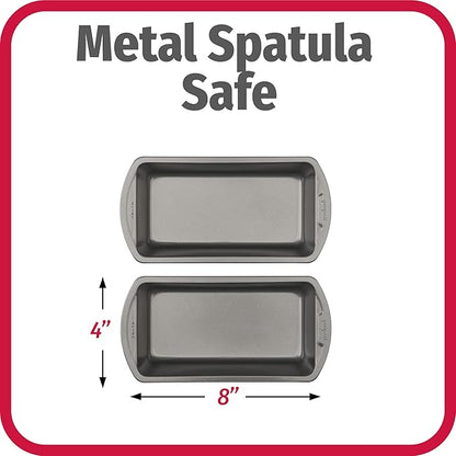 GoodCook Nonstick Loaf Pan 8 x 4-Inch Heavy-Duty Steel Bakeware with Easy-Clean Non-Stick Coating, Oven & Dishwasher Safe Pan for Meatloaf Breads Lasagnas Casseroles & More, Set of 2, Gray