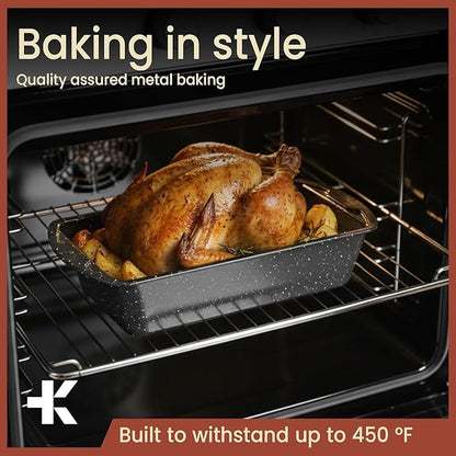 Nonstick Loaf Pan Set Pack of 2, 10.2" & 11" Large Baking Bread Pan, Oven Safe Up to 450°F, PFOA, PFOS, PTFE Free, Space Saving Stackable Design, Stain Resistant, Dishwasher Friendly, Gray Marble