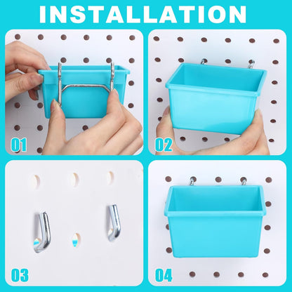Yookeer 20 Pcs Pegboard Bins and Cups with Hooks and Loops Peg Assortment Organizer Accessories Various Tool Organizer Pegboard Baskets Set for Garage Workshop Workbench Office(Blue)