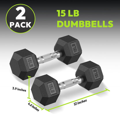 Hex Dumbbell Set 2.5-400 lb, Rubber Encased Exercise & Fitness Dumbbells, Weights Dumbbells Set of 2, Hand Weight for Strength Training