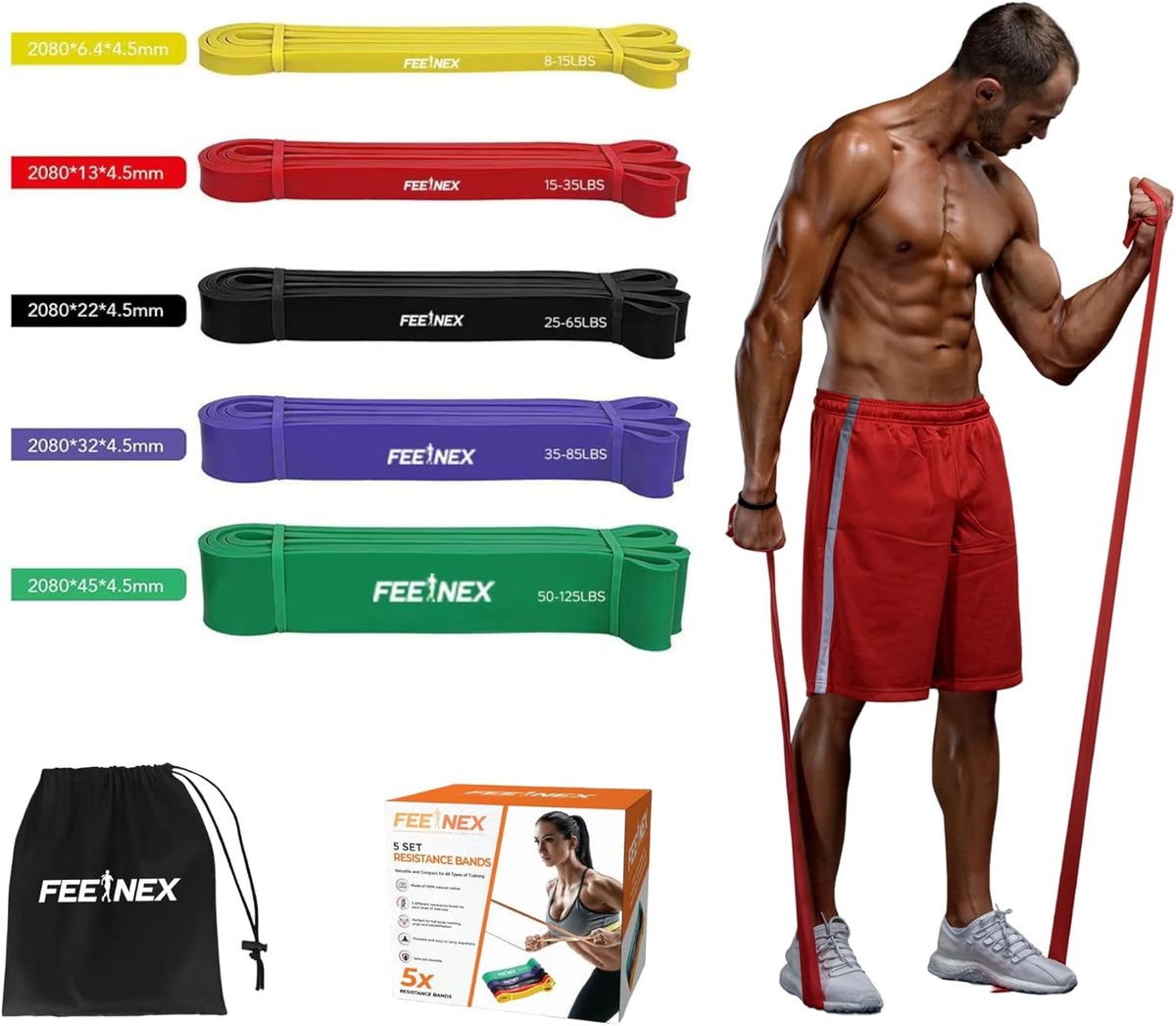 Resistance Bands for Men and Women - Exercise Set for Fitness Training, Body Stretching, Physical Therapy, Muscle Building, Strength Training