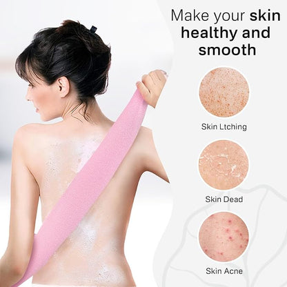 Yiclick Exfoliating Washcloth Towel, Japanese Exfoliating Bath Wash Cloth for Body Exfoliation, Korean Back Scrubber Washer for Shower, African Net Sponge Brush Loofah Exfoliator (Pink)