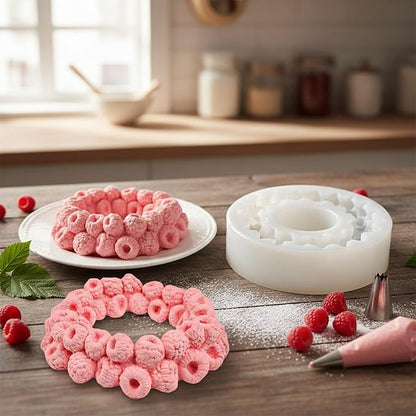 Raspberry Mold Silicone, 3D Berry Shaped Cake Pop Molds for Baking, Realistic Raspberry Rings Mousse Mold for Chocolate, Candy, Fondant, Soap Making, Non-Stick Easy Release Pastry Decorating Tool
