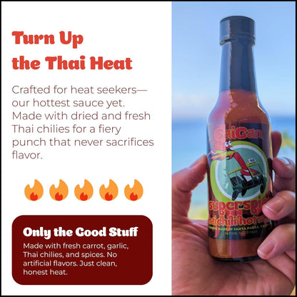 GaiGan - Thai Chili Super Spicy Hot Sauce Dip & Glaze, All Natural Gluten Free Vegan Condiments with Low Sodium & No Preservatives, 150 mL