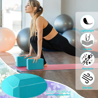 Outus 20 Pcs Yoga Blocks Bulk 9 x 6 x 3 Inch High Density Bricks to Improve Strength Flexibility Balance Soft Non Slip Gymnastic Blocks for Yoga Sports