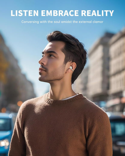 Open Ear Earbuds, Clip-On Earbuds Wireless Bluetooth, Ear Clip Bluetooth Headphones, Lightweight Comfort, Ergonomic Secure Fit for Small Ears, Ultra Open Audio, Waterproof, 40H Playtime