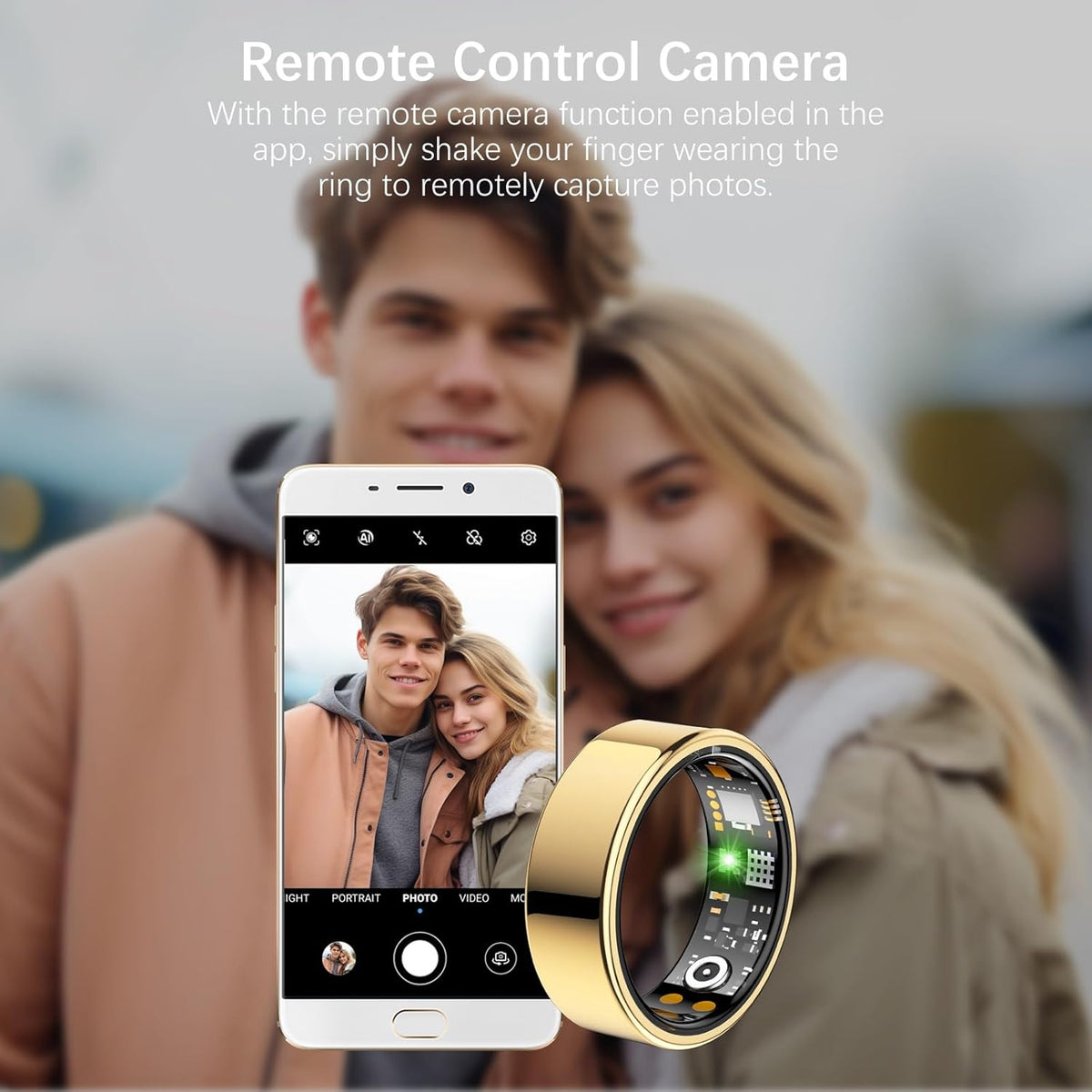 Health Tracker Ring, Smart Health Ring for Women Men with Heart Rate, Blood Oxygen, Sleep Monitor, Steps,Calories, No Subscription Fee, IP68 Waterproof Smart Ring for iPhone & Android (Gold, 6#)
