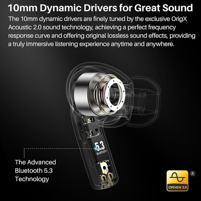 TOZO T20 Wireless Earbuds Bluetooth Headphones 48.5 Hrs Playtime with LED Digital Display, IPX8 Waterproof, Dual Mic Call Noise Cancelling 10mm Broad Range Speakers with Wireless Charging Case