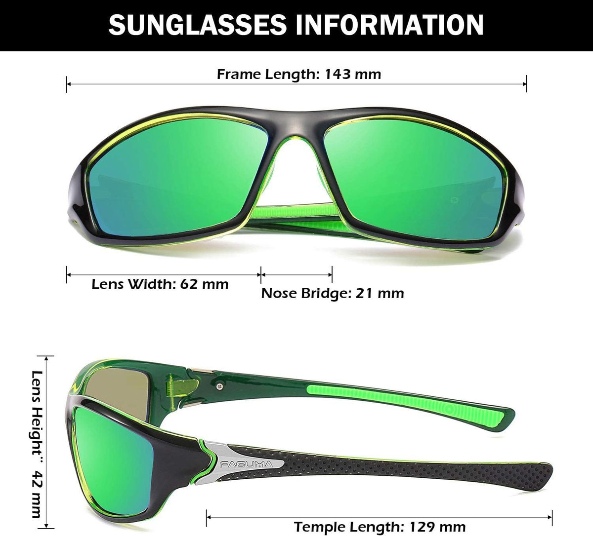 FAGUMA Sports Polarized Sunglasses For Men Cycling Driving Fishing UV400 Protection