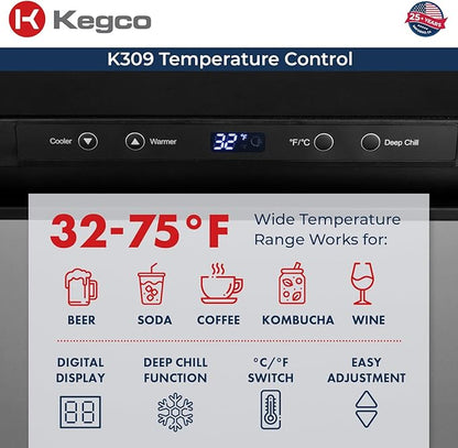 Kegco K309SS-2 24" Wide Dual Tap Stainless Steel Digital Kegerator
