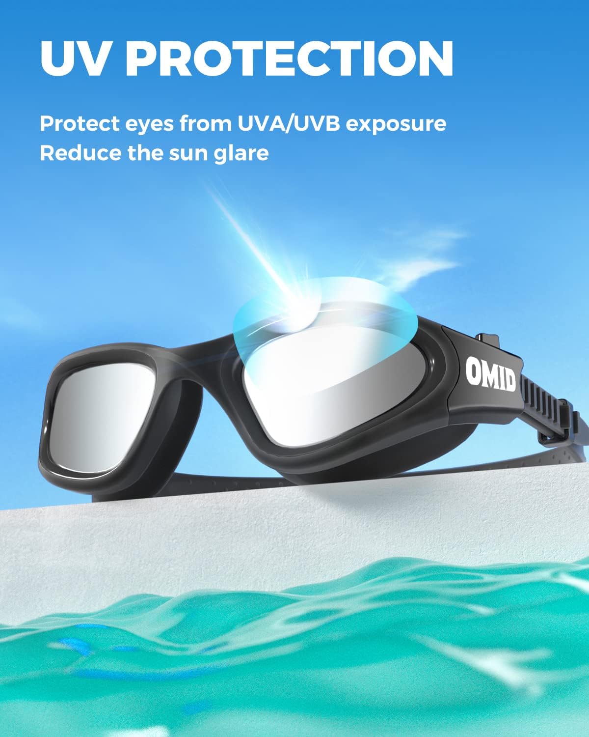 OMID Swim Goggles, P2 Polarized Swimming Goggles for Men Anti-fog Goggles Swimming for Adult Women