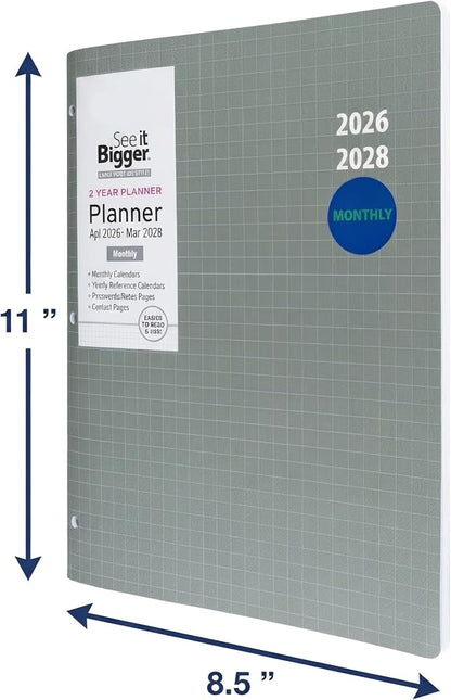 SEE IT BIGGER Home/Office 2-Year Medium Monthly Planner, April 2026 – March 2028, 11.5 x 8 Inches and SUHEYLA Twin Pen (Multi Color)