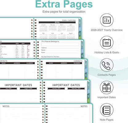 Planner 2026-2027, Academic Weekly and Monthly Calendar Planner, July 2026 - June 2027, Hardcover Spiral Agenda Book, School Supplies for Teacher Student - Letter Size(8.5" x 11")