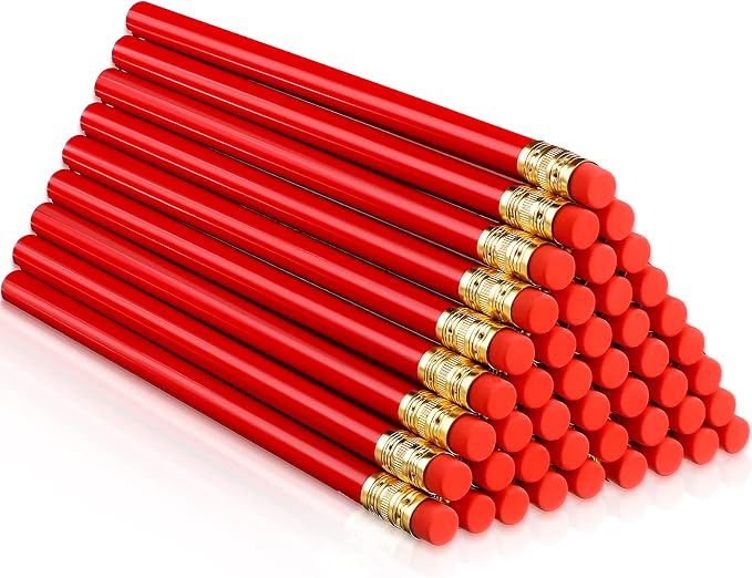 Fainne 48 Pcs Jumbo Pencil, Wooden Pencil with Black Core for Carpenters Construction Workers Woodworkers Framers Beginners Students Teachers DIY Project(Red)