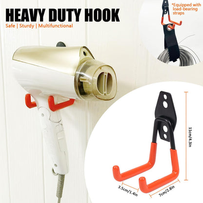 Heavy-Duty Garage Hooks -4 Pack Type small J - Anti-Slip Coated Wall-Mounted Hooks Wall Mount Storage Organizer for Hanging Power and Garden Tools, Ladders, Hose, Bikes, Ropes, Bulk Items, and More