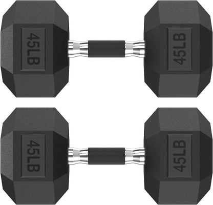 Hex Dumbbell Set 2.5-400 lb, Rubber Encased Exercise & Fitness Dumbbells, Weights Dumbbells Set of 2, Hand Weight for Strength Training