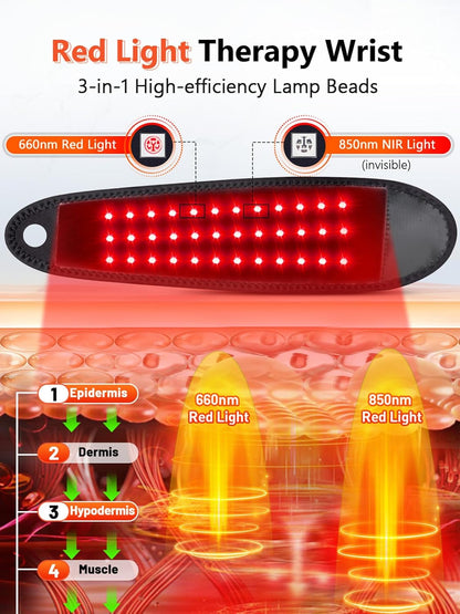 Red Light Therapy for Hand Wrist with Heat & Massage, 3000mAh Wireless Controller Infrared Light with 108 Beads Wrist Brace & Hands Wrap Pad for Knee Ankle Foot Joint Faster Recovery Pain Relief