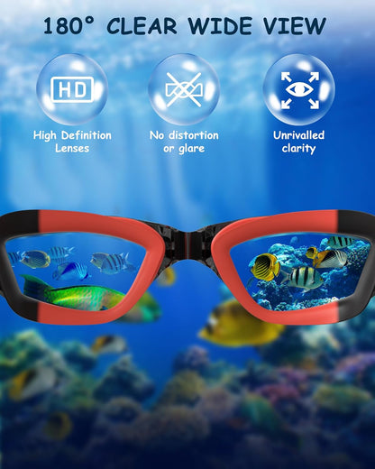 Kids Swim Goggles, Swimming Goggles for Kids Toddlers 3-14 with Swim Cap, Nose Clip, Nose Bridge, Ear Plugs