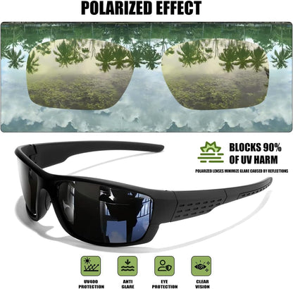 Polarized Sports Sunglasses Men UV400 Protection Lightweight Wrap Around Goggles for Cycling Fishing Driving Running