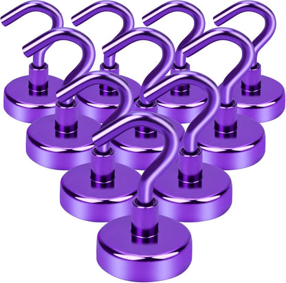 DIYMAG Magnetic Hooks, 30Lbs Strong Heavy Duty Cruise Magnet S-Hook for Classroom, Fridge, Hanging, Cabins, Grill, Kitchen, Garage, Workplace and Office Etc, (10 Pack-Purple)