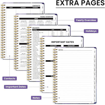 Planner 2026-2027, Academic Year Monthly & Weekly Planner Caledndar, July 2026 - June 2027, Hardcover Large Planning Agenda Book with Tabs for School Office Supplies, 8.5" x 11" - Cosmic Amethyst