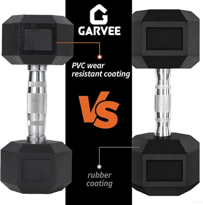 Hex Dumbbells Set for Home Gym – PVC/PEV Coated, Anti-Roll Design, Non-Slip Grip, Cast Iron Core – Versatile Strength Training Weights, 100LB Total (25LB×2+30LB×2)