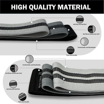 KANGFITER Long and Short 6 Fabric Resistance Bands Set with Door Anchor | Non-Slip Stretch Booty Bands for Working Out Women & Men, Loop Exercise Elastic Bands for Home Physical Therapy Yoga Pilates