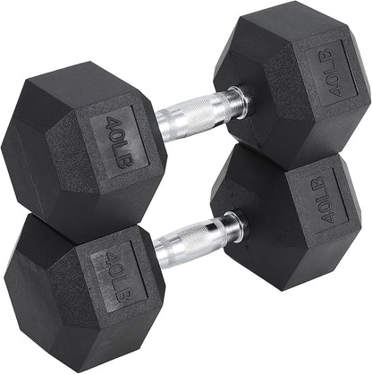 Hex Dumbbells Set for Home Gym – PVC/PEV Coated, Anti-Roll Design, Non-Slip Grip, Cast Iron Core – Versatile Strength Training Weights, 100LB Total (25LB×2+30LB×2)