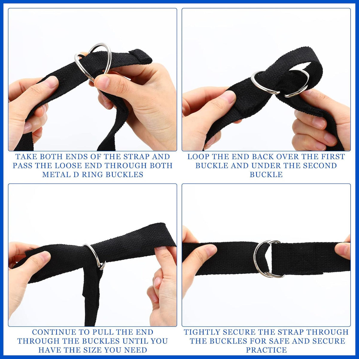 6 Pcs Yoga Strap for Stretching 8 Ft Yoga Exercise Adjustable Straps Bands with Safe Adjustable D Ring Buckle for Pilates Gym Workouts Fitness Improves Sitting Posture