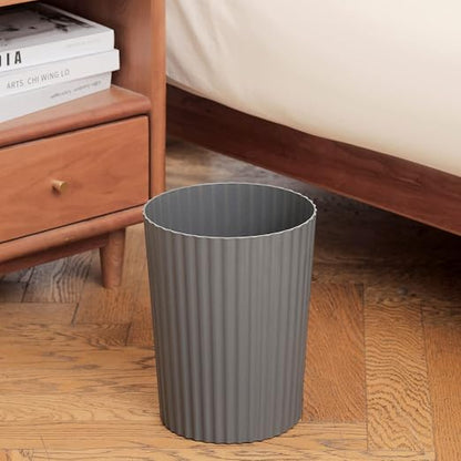 JiatuA Small Trash Can Plastic Wastebasket Round Garbage Container Bin for Bathroom, Kitchen, Bedroom, Home Office, College Dorm, Dark Grey