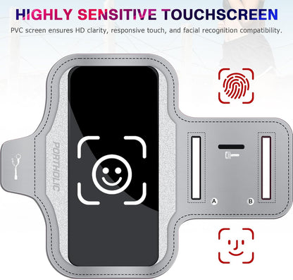 PORTHOLIC 2025 Running Armband Water Resistant Sports Phone Holder Case with Extension Strap, Key Card Slot Up to 6.9" Phone for iPhone 17/16/15/14/13 Plus Air Pro Max XR/XS, Galaxy S25/24/S10