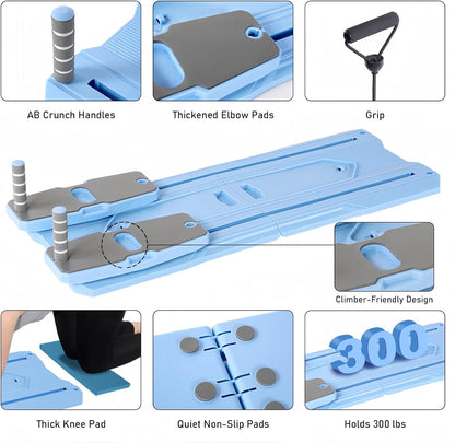 Pilates Board - 2025 Pilates Reformer Set for Full Body Workouts, Foldable Ab Core Trainer Board, 5 in 1 Multi-Purpose Pilates Board for Home with Resistance Bands, Ideal for Women & Men (Blue, L)