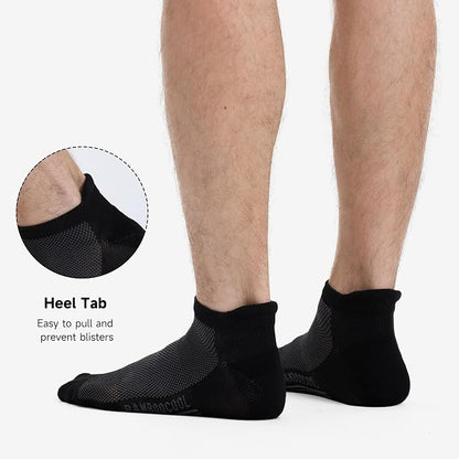 BAMBOO COOL Men's Ankle Socks Moisture Wicking Breathable Odor Control Athletic Cushioned Running Socks Arch Support 8 Pack