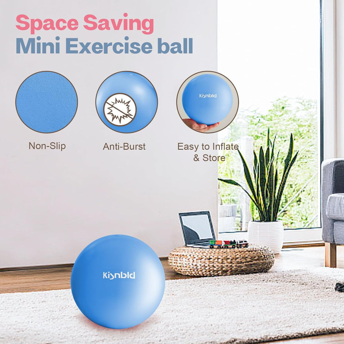 Small Exercise Ball, 9 Inch Mini Pilates Ball, Anti Burst and Slip Resistant Mini Yoga Ball for Stability, Fitness, Physical Therapy, Stretching & Core Strength Workout at Home Gym & Office