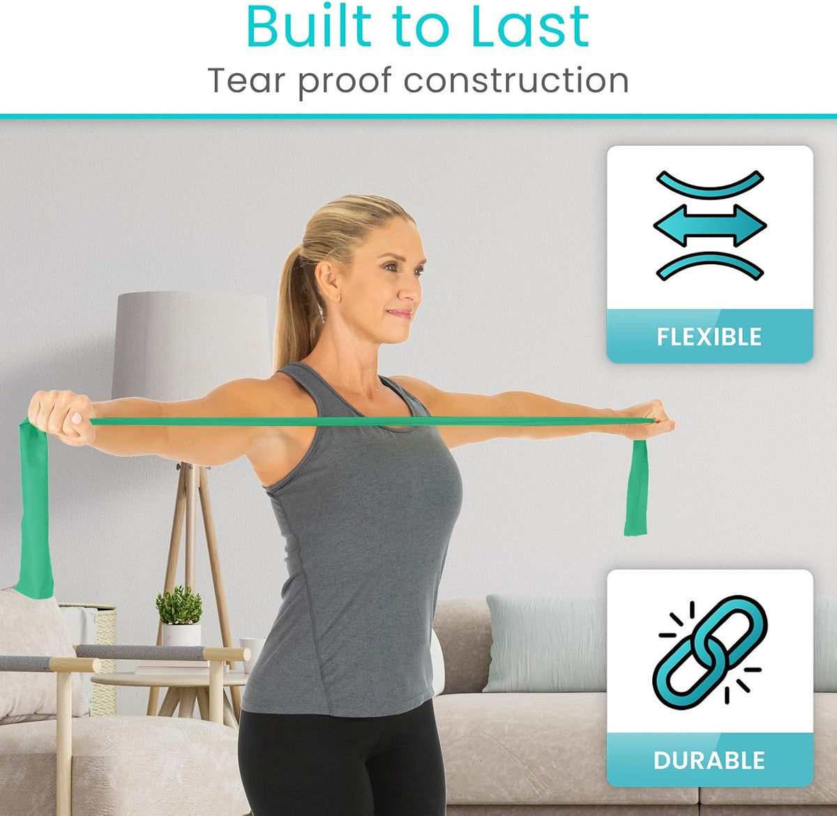 Vive Professional Resistance Bands - 25 Yard Non-Latex Roll for Physical Therapy, Lower and Upper Body Exercise Workout - Straight Elastic for Strength Training, Rehabilitation, Women, Men