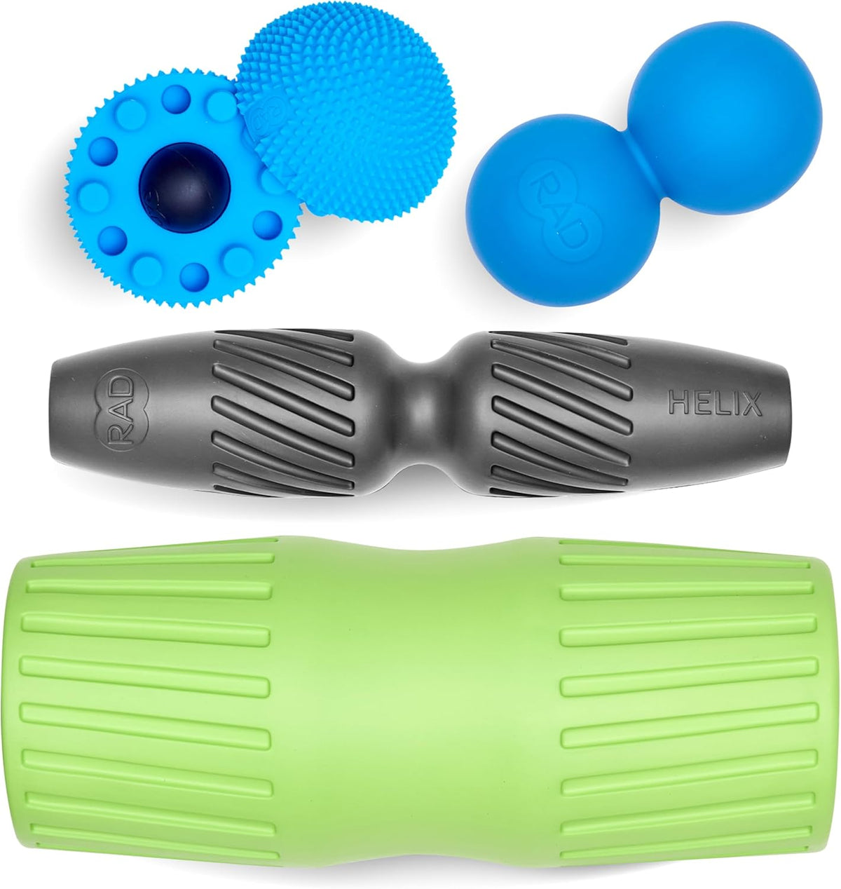 RAD Back Relief Massage Set – Myofascial Release Bundle for Back Pain, Muscle Recovery, and Mobility - Includes Exercise Foam Rollers, XL Peanut Massage Ball, and Neuro Ball Foot Roller