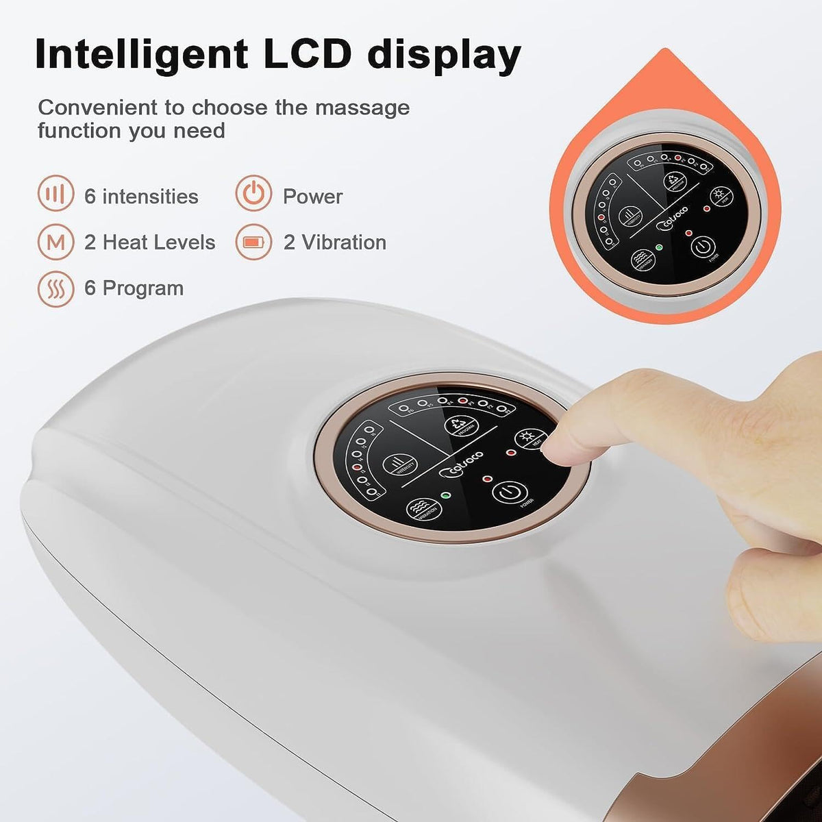 cotsoco Hand Massager with Heat and Compression, 6 Levels Hand Therapy for Arthritis and Carpal Tunnel Relief, Finger and Wrist Cordless Massager Machine for Pain Relief, Gifts for Women Men, White