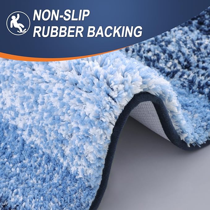 OLANLY Bathroom Runner Rugs Mat 47x17, Extra Soft Absorbent Microfiber Bath Rugs, Rubber Backing, Quick Dry, Washable Long Bath Mats for Bathroom Floor, Tub and Shower, Home Decor Accessories, Navy