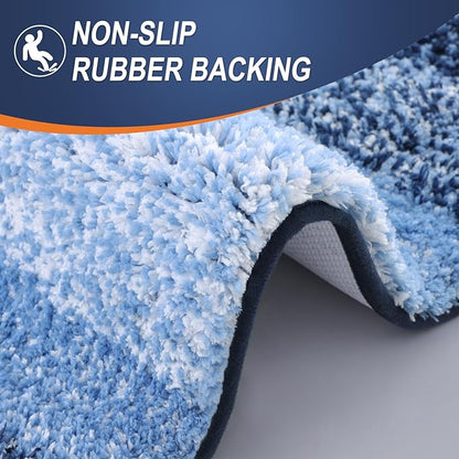 OLANLY Bathroom Runner Rugs Mat 47x17, Extra Soft Absorbent Microfiber Bath Rugs, Rubber Backing, Quick Dry, Washable Long Bath Mats for Bathroom Floor, Tub and Shower, Home Decor Accessories, Navy