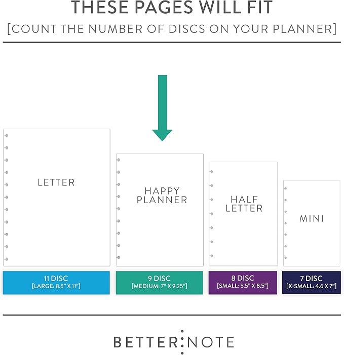 BetterNote COVER 9-Disc Planner Lightweight Durable MEDIUM (Not) Malachite