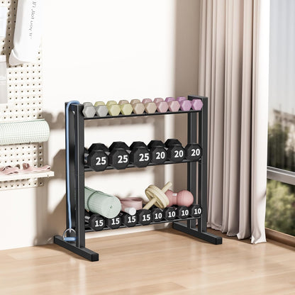 31Inch Dumbbell Rack Only - 450LB Capacity Weight Rack, 3-Tier Heavy Duty Dumbbell Stand Kettlebell Rack For Dumbbells, Kettlebells, Home Gym.