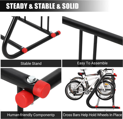 Commercial Grid Bike Rack for 10 Bikes - Heavy Duty Metal Bike Stand Floor, Outdoor Bicycle Parking Rack for Garage, Retail, School, Backyard, Bike Shop (Single Side)