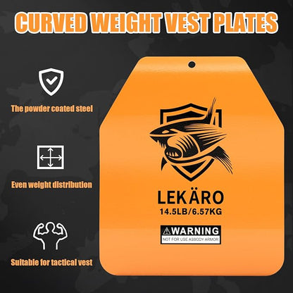 Curved Weighted Vest Plates 8.75 lb & 14.5 lb for Men and Women - 1 Pair Ergonomic Contoured Steel Plates - High-Density Build for Weighted Vests, CrossFit, Hero WOD and Rucking